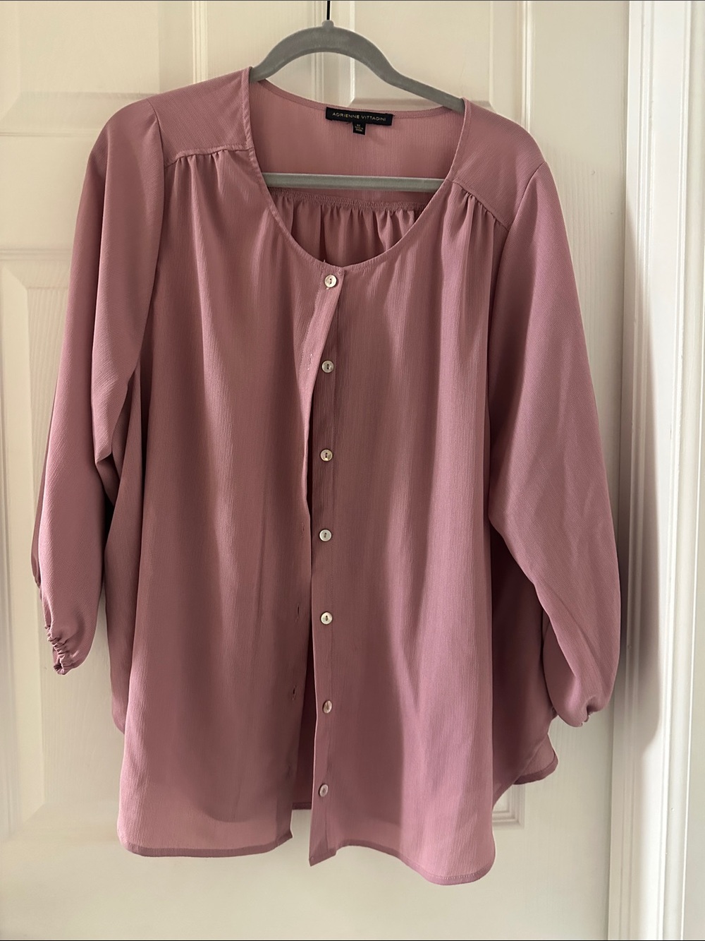 Adrienne Vittadini Dusty Rose Button-Front Blouse